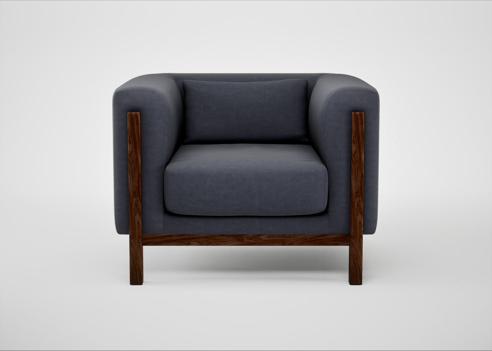 Massimo Armchair Luxury Leather Anthracite / Walnut