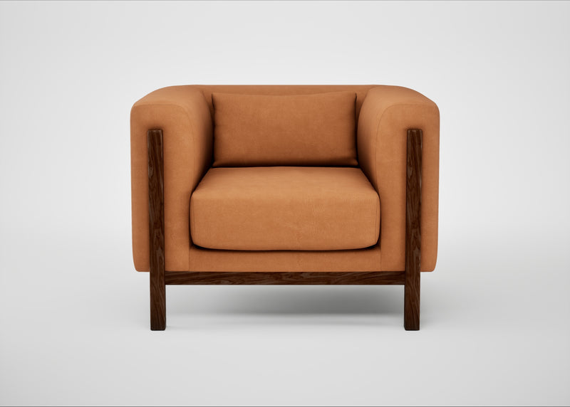 Massimo Armchair Luxury Leather Canella / Walnut