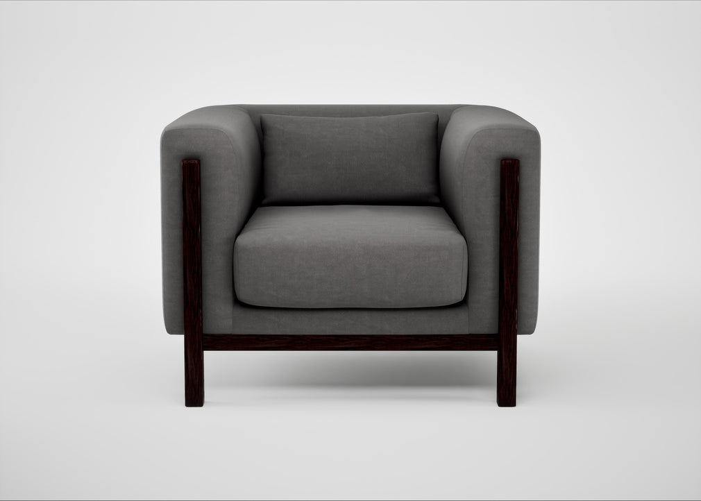 Massimo Armchair Luxury Leather Slate / Black Ash