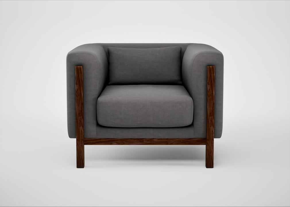 Massimo Armchair Luxury Leather Slate / Walnut