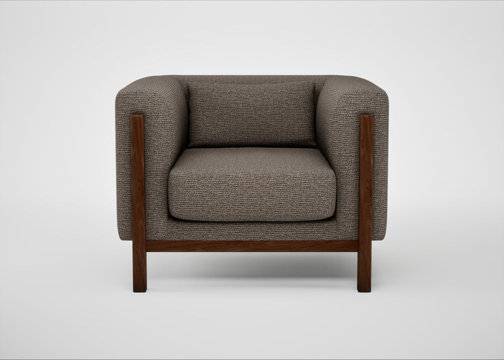 Massimo Armchair Tundra Texture Latte / Walnut
