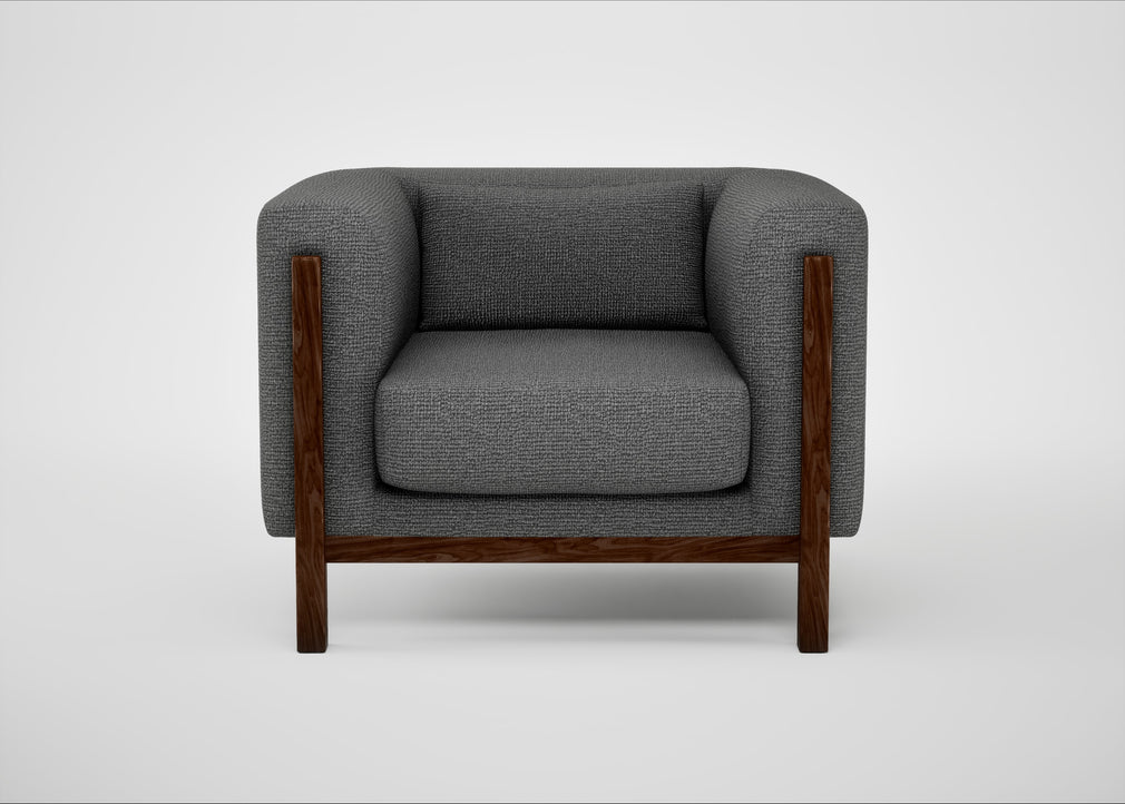 Massimo Armchair Tundra Texture Pewter / Walnut
