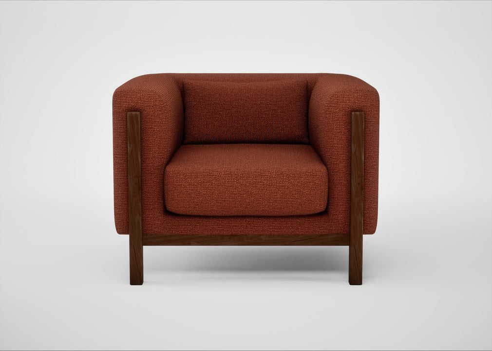 Massimo Armchair Tundra Texture Rust / Walnut