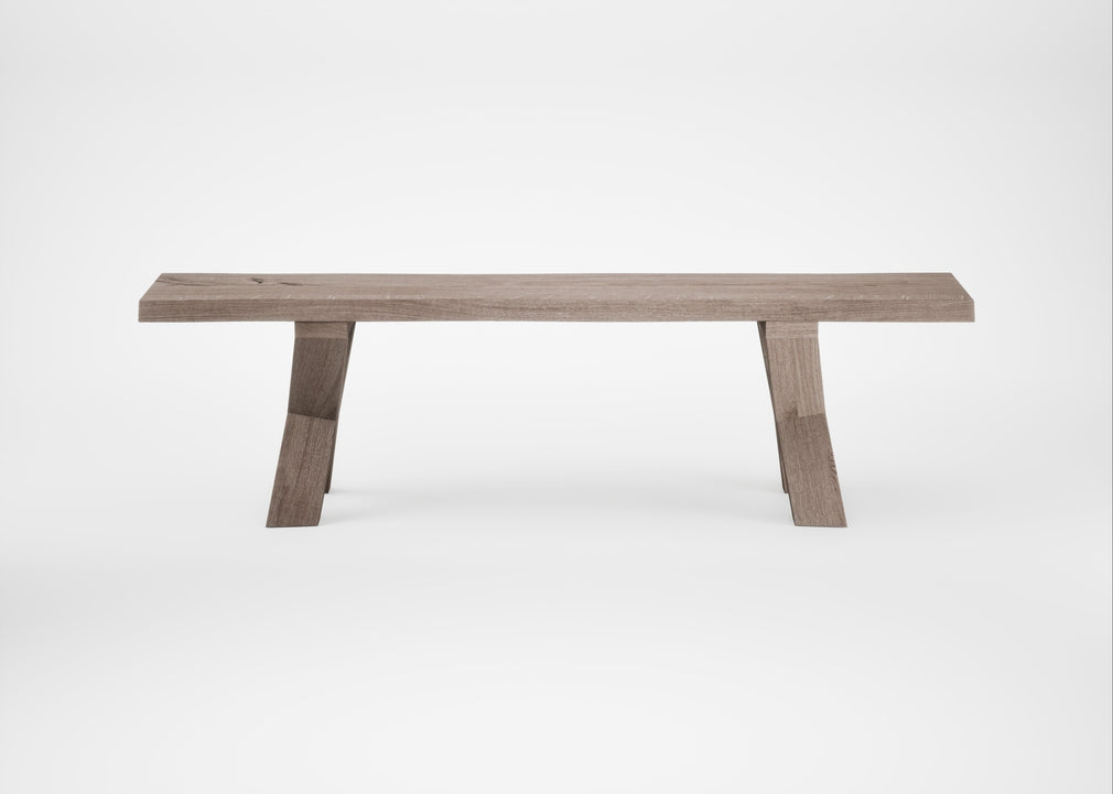 Bespoke Dining Bench Oslo Grey Oiled Oak / 160cm / Natural Edge