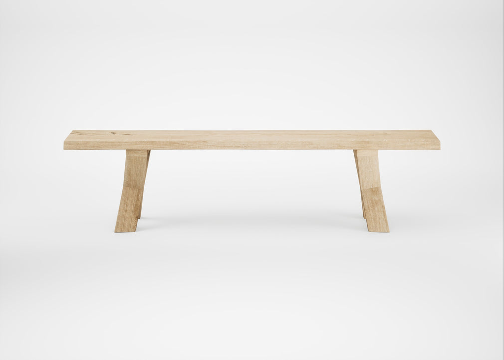 Bespoke Dining Bench Oslo White Oiled Oak / 180cm / Natural Edge