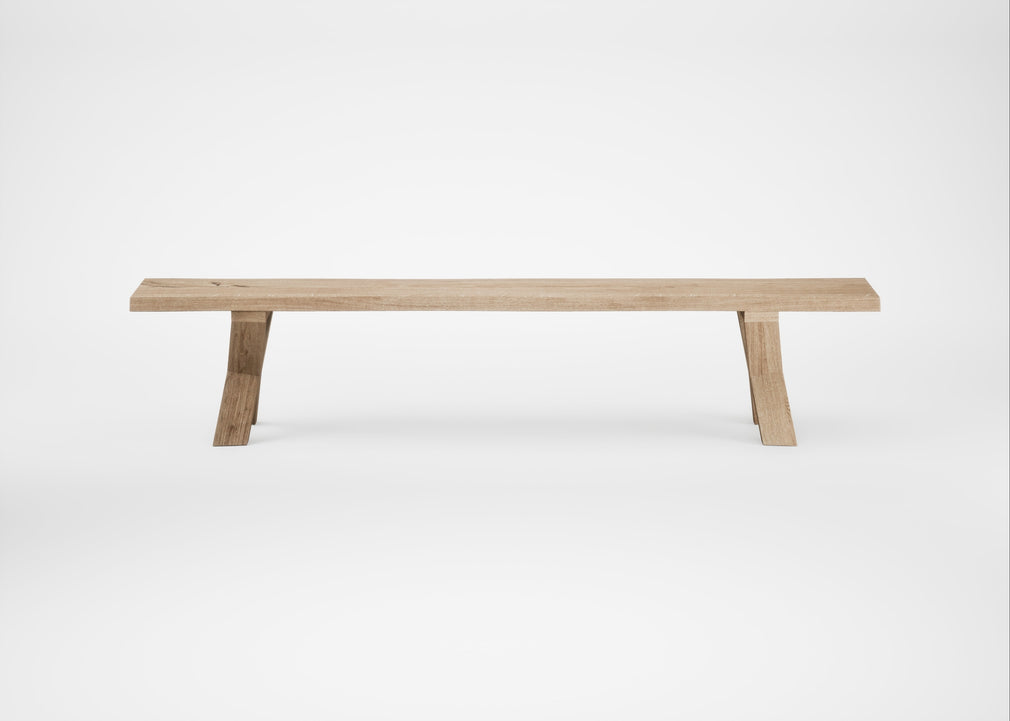 Bespoke Dining Bench Oslo Blonde Oiled Oak / 220cm / Natural Edge