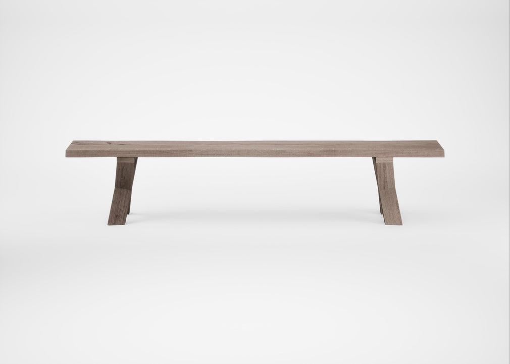 Bespoke Dining Bench Oslo Grey Oiled Oak / 220cm / Natural Edge