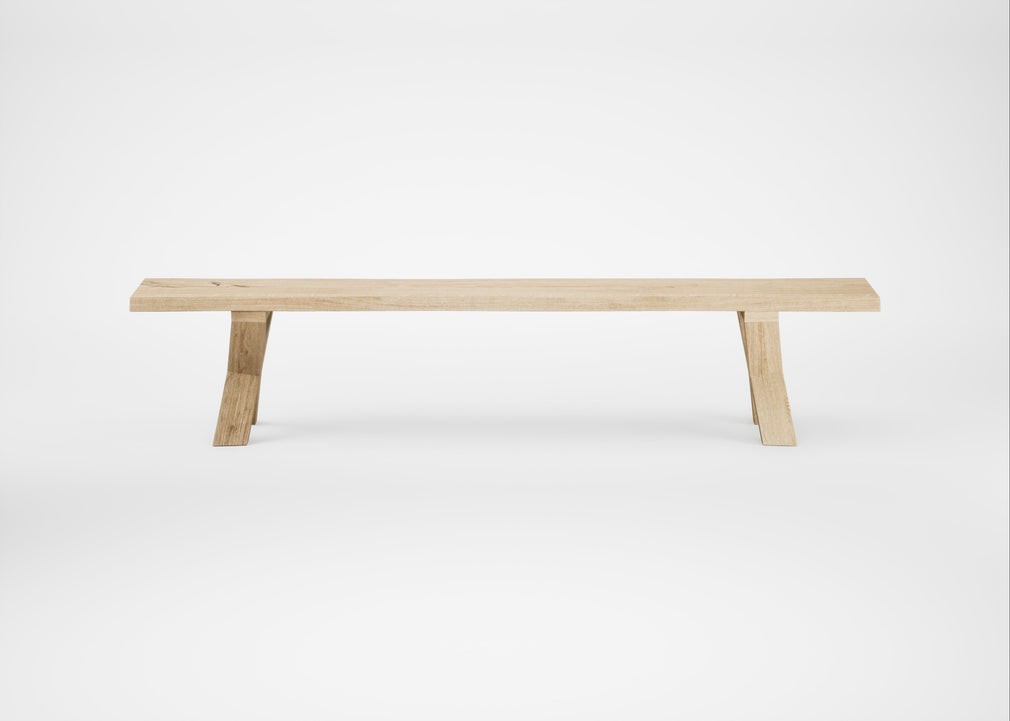 Bespoke Dining Bench Oslo White Oiled Oak / 220cm / Natural Edge
