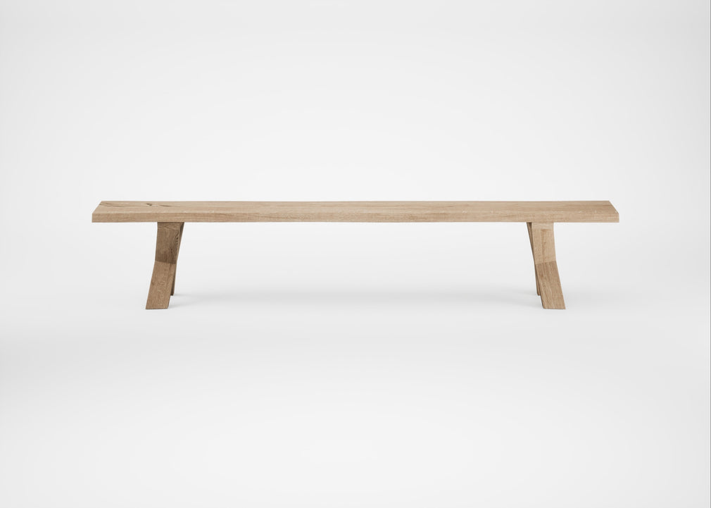 Bespoke Dining Bench Oslo Blonde Oiled Oak / 240cm / Natural Edge