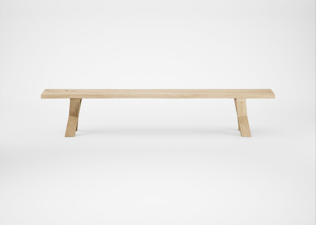 Bespoke Dining Bench Oslo White Oiled Oak / 240cm / Natural Edge