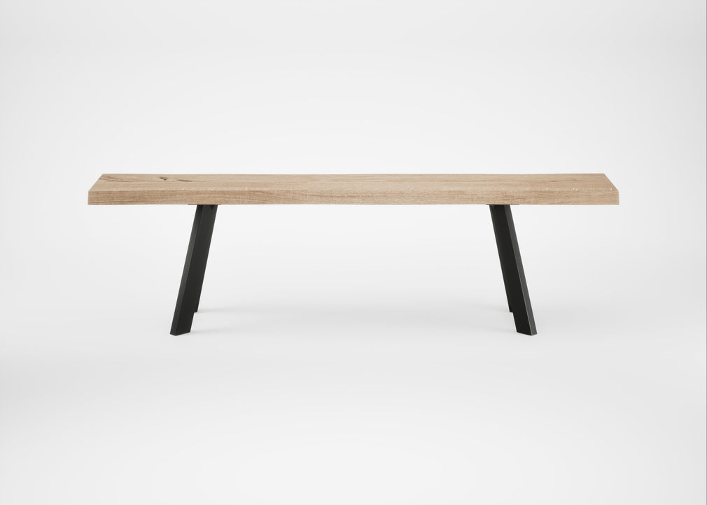 Bespoke Dining Bench Madrid Blonde Oiled Oak / 160cm / Natural Edge