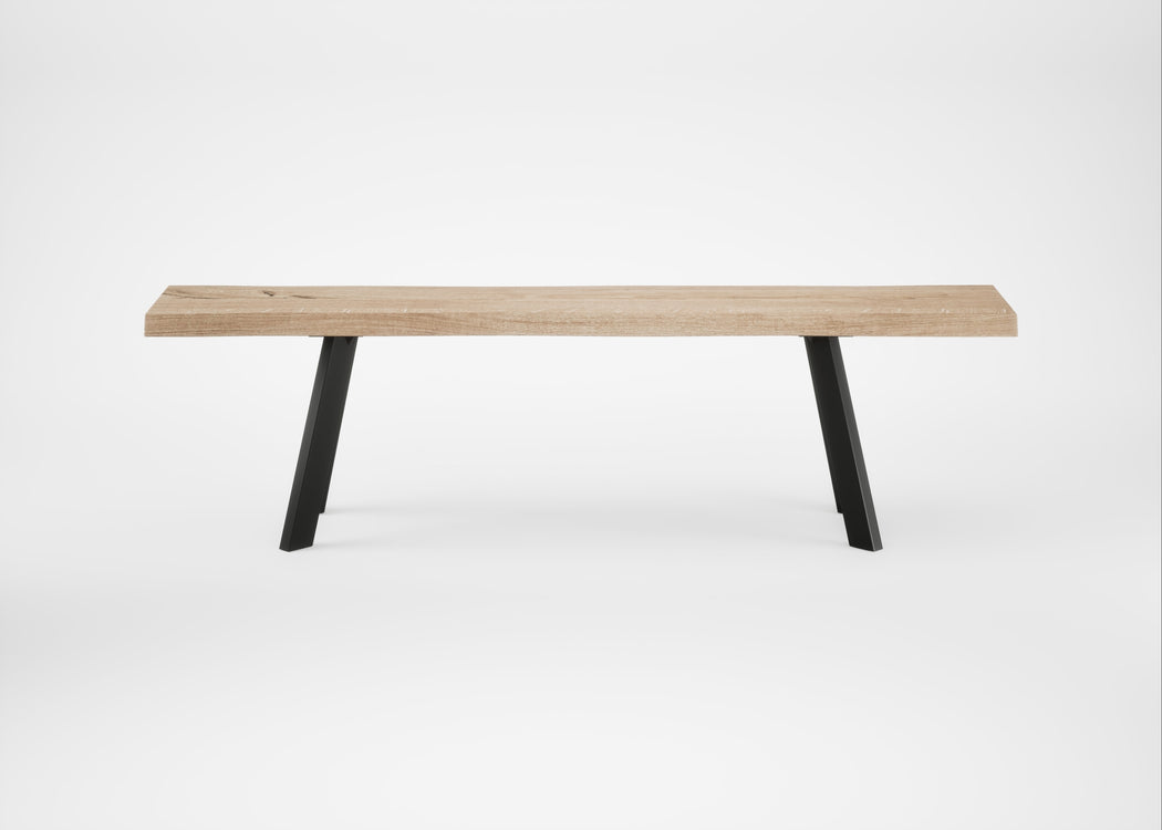 Bespoke Dining Bench Madrid Blonde Oiled Oak / 160cm / Natural Edge