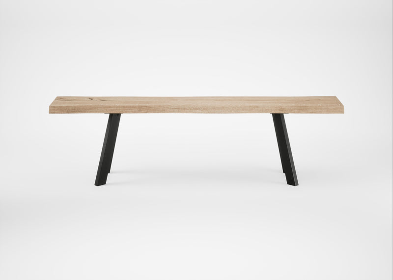 Bespoke Dining Bench Madrid Blonde Oiled Oak / 160cm / Natural Edge