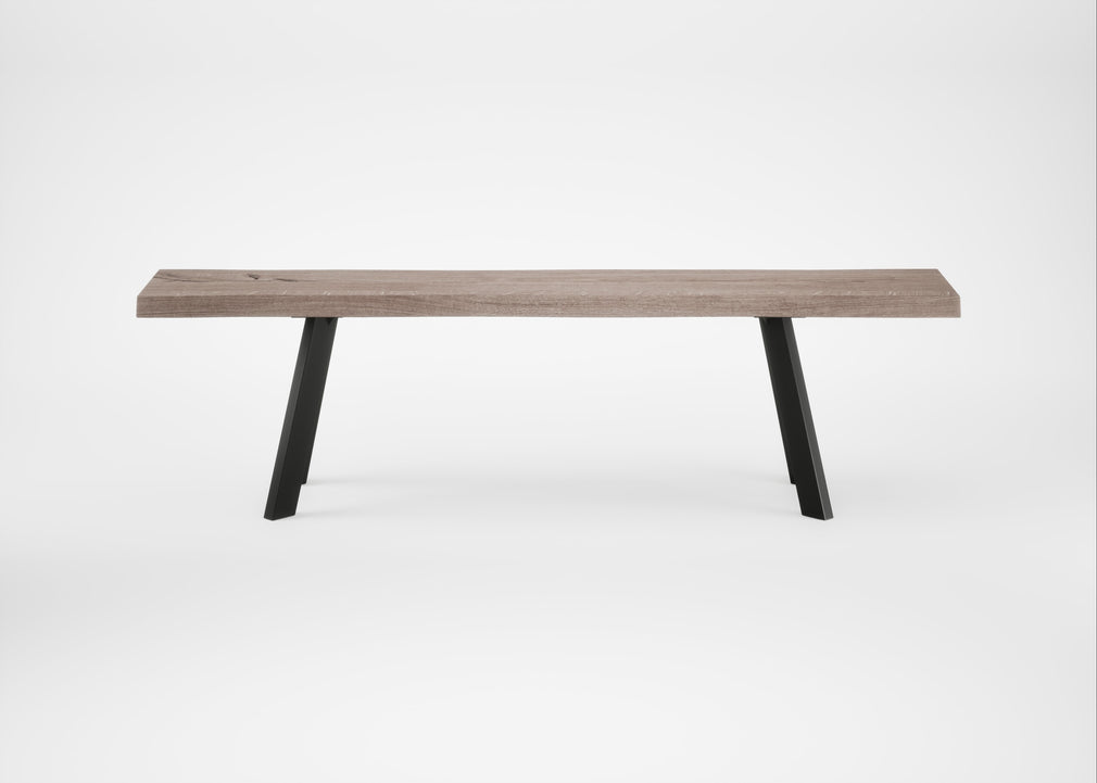 Bespoke Dining Bench Madrid Grey Oiled Oak / 160cm / Natural Edge