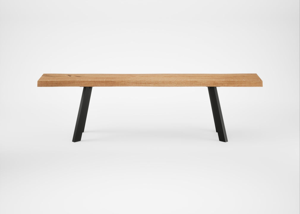 Bespoke Dining Bench Madrid Natural Oiled Oak / 160cm / Natural Edge