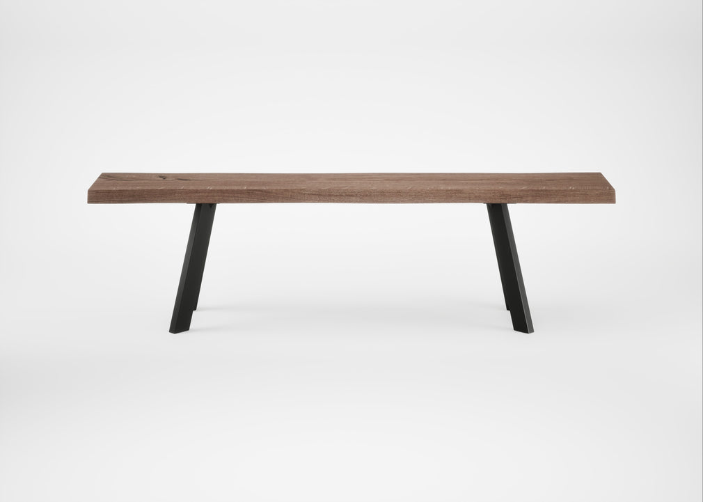 Bespoke Dining Bench Madrid Smoked Oiled Oak / 160cm / Natural Edge