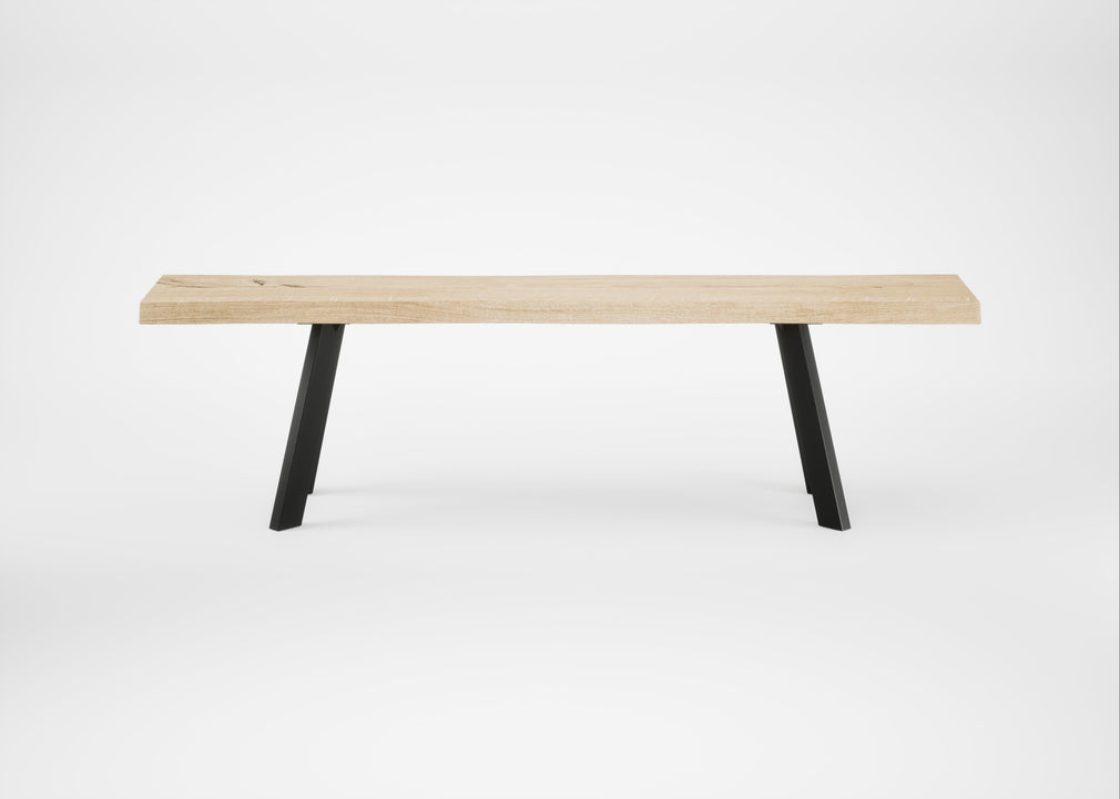 Bespoke Dining Bench Madrid White Oiled Oak / 160cm / Natural Edge
