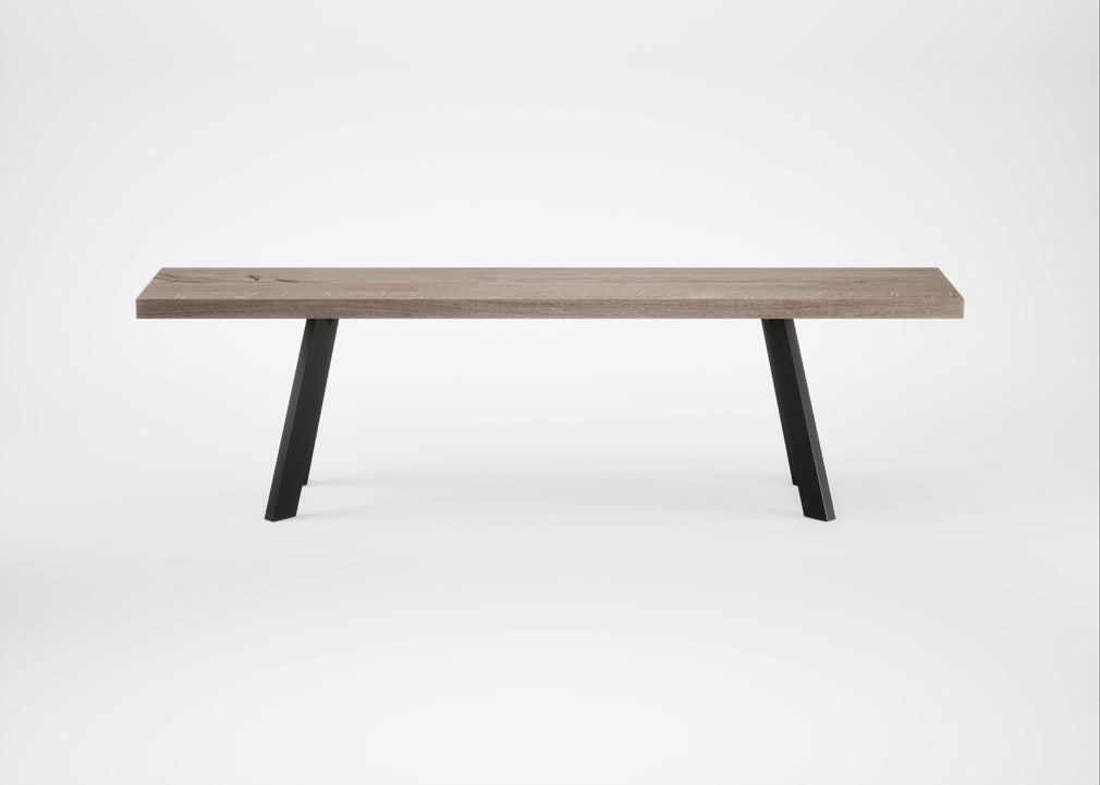 Bespoke Dining Bench Madrid Grey Oiled Oak / 160cm / Straight