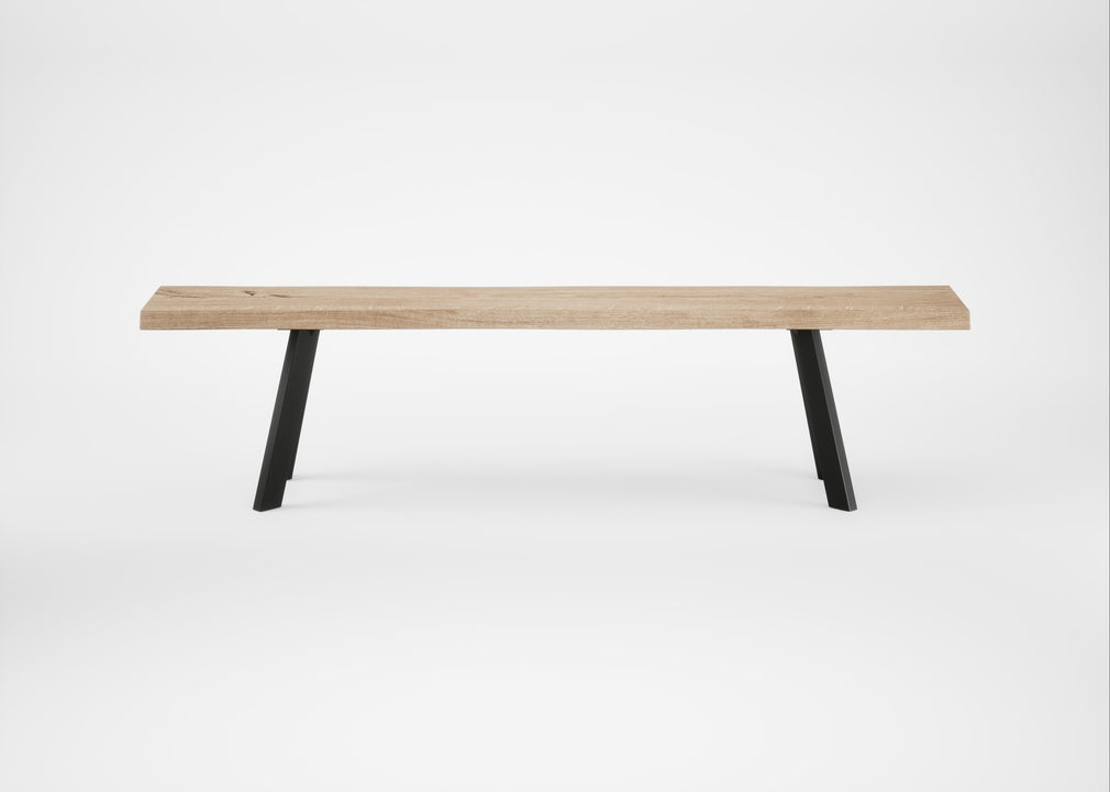 Bespoke Dining Bench Madrid Blonde Oiled Oak / 180cm / Natural Edge