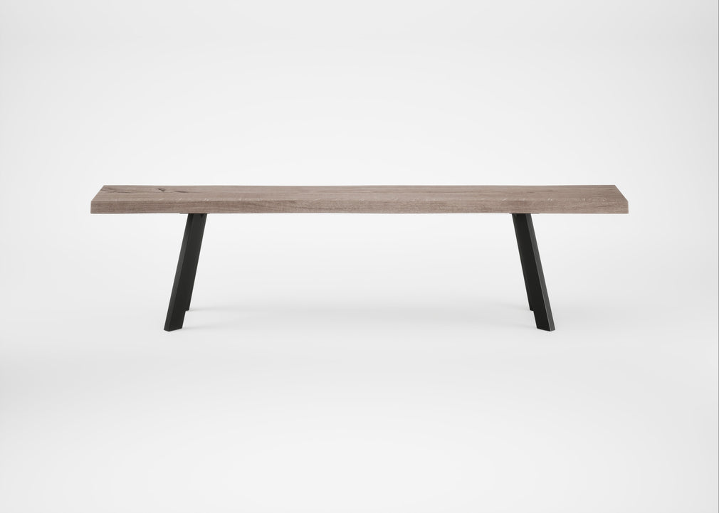 Bespoke Dining Bench Madrid Grey Oiled Oak / 180cm / Natural Edge