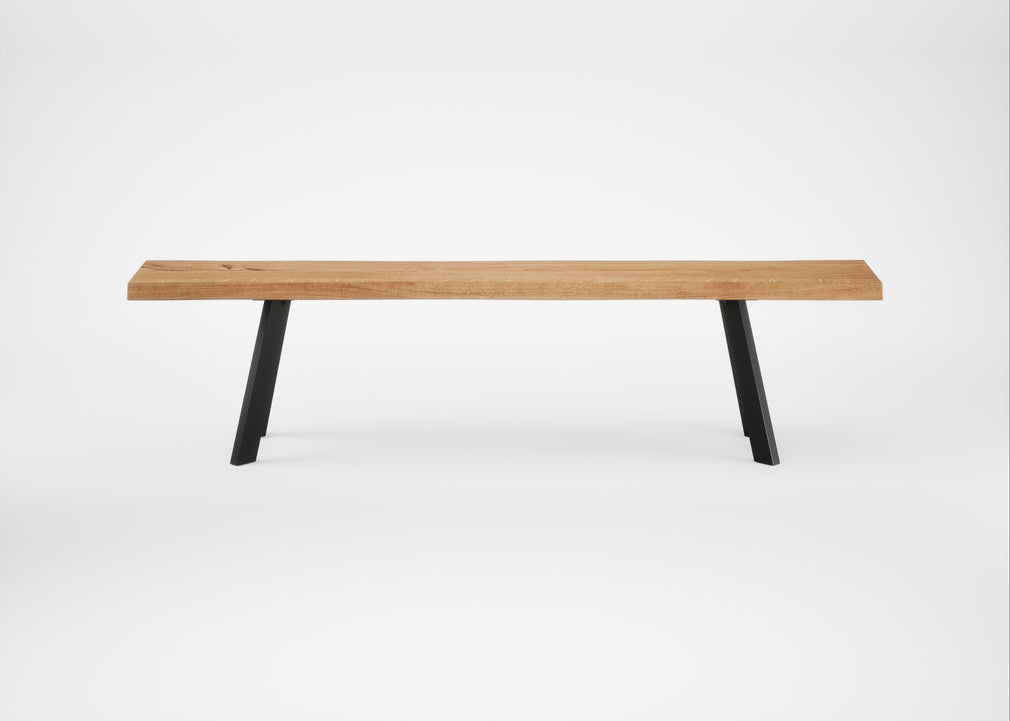 Bespoke Dining Bench Madrid Natural Oiled Oak / 180cm / Natural Edge