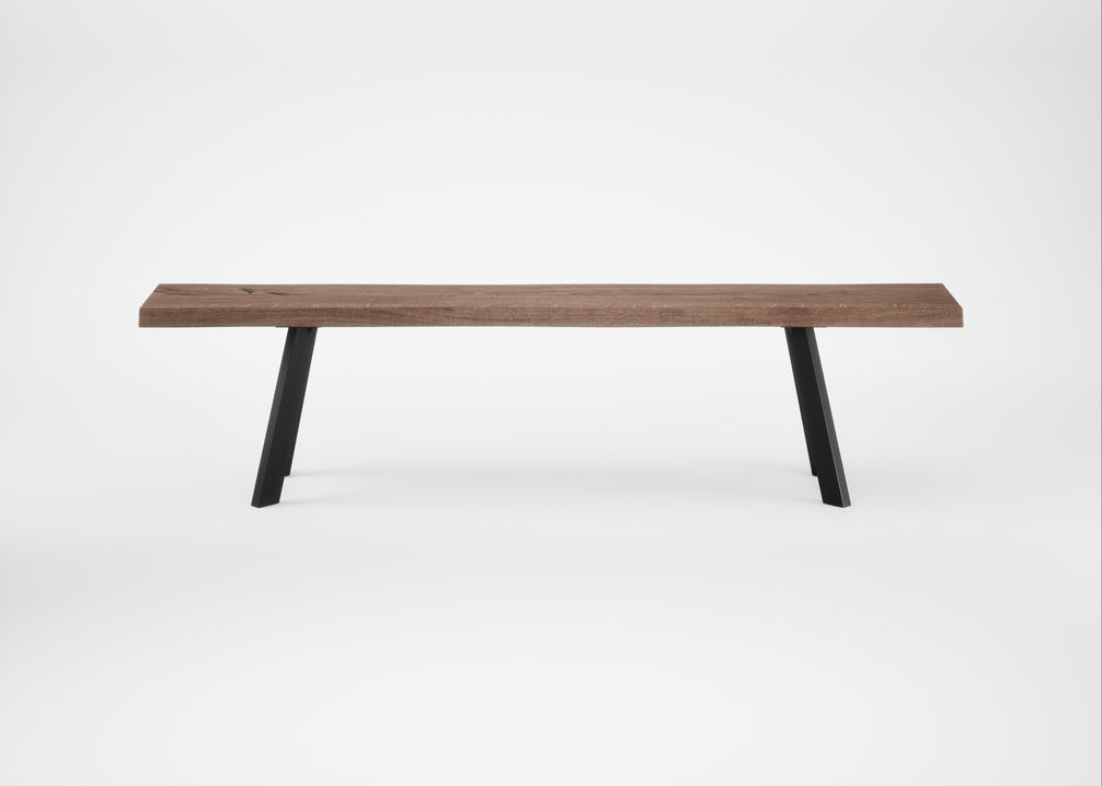 Bespoke Dining Bench Madrid Smoked Oiled Oak / 180cm / Natural Edge