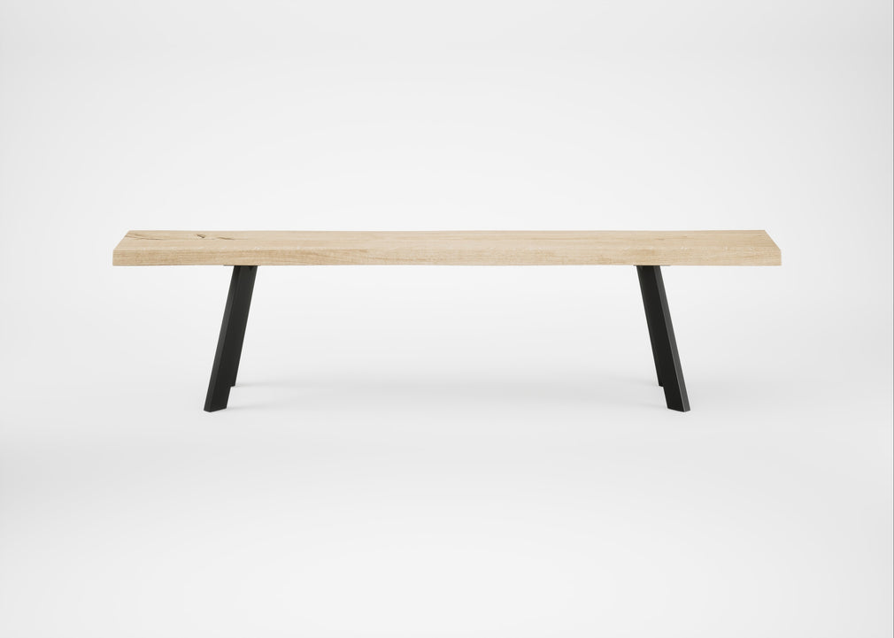 Bespoke Dining Bench Madrid White Oiled Oak / 180cm / Natural Edge