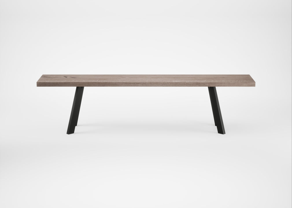 Bespoke Dining Bench Madrid Grey Oiled Oak / 180cm / Straight