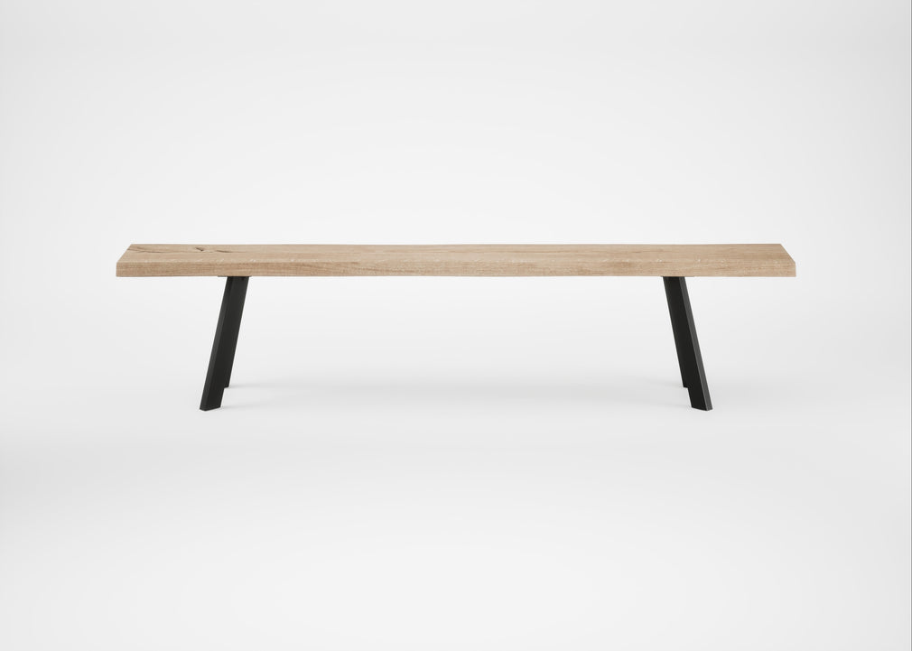 Bespoke Dining Bench Madrid Blonde Oiled Oak / 200cm / Natural Edge