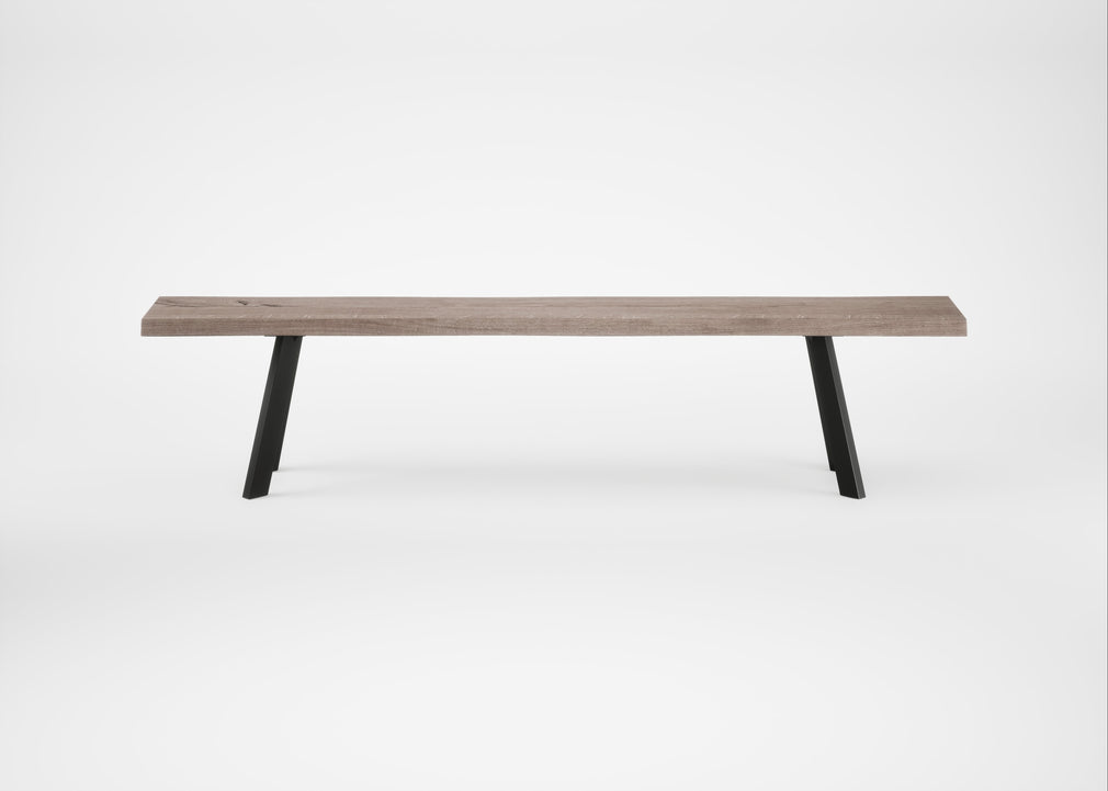 Bespoke Dining Bench Madrid Grey Oiled Oak / 200cm / Natural Edge
