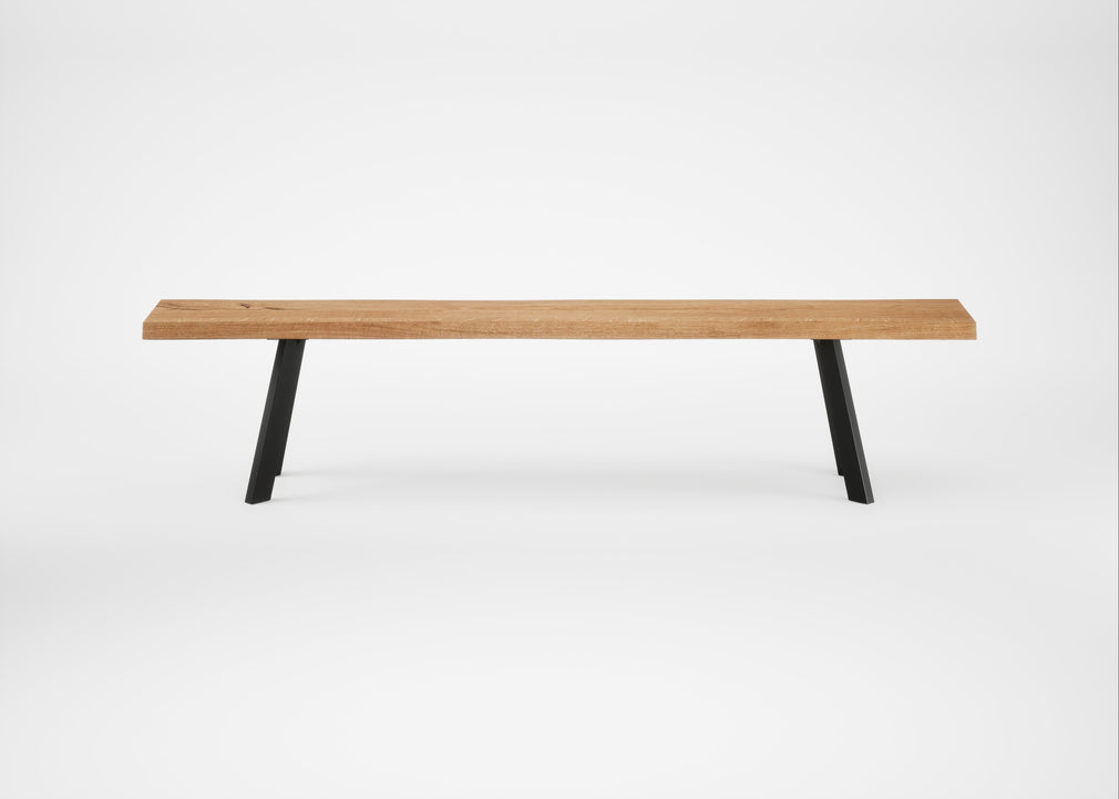 Bespoke Dining Bench Madrid Natural Oiled Oak / 200cm / Natural Edge
