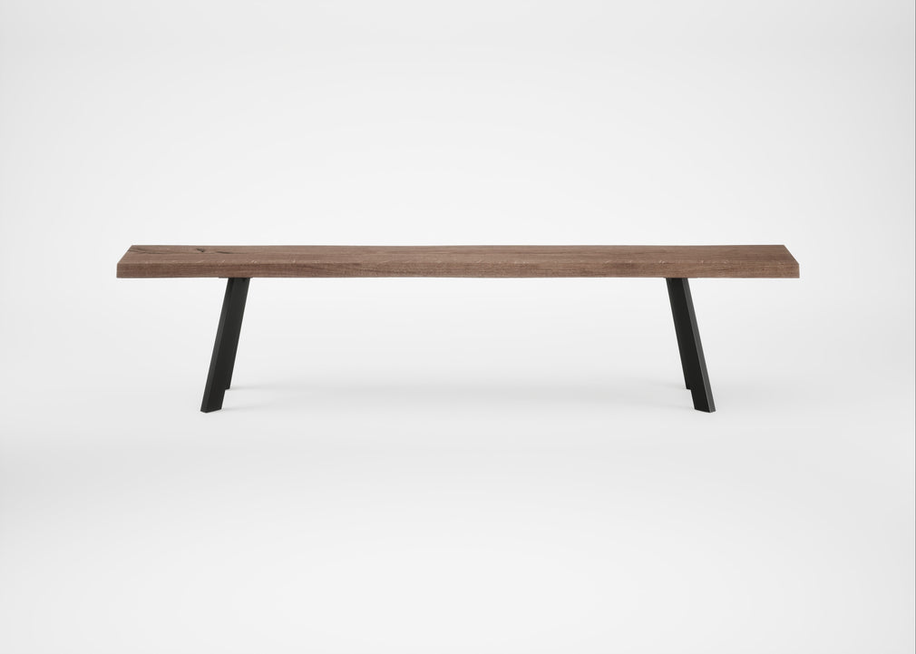 Bespoke Dining Bench Madrid Smoked Oiled Oak / 200cm / Natural Edge
