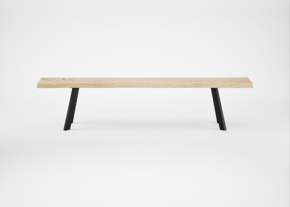 Bespoke Dining Bench Madrid White Oiled Oak / 200cm / Natural Edge