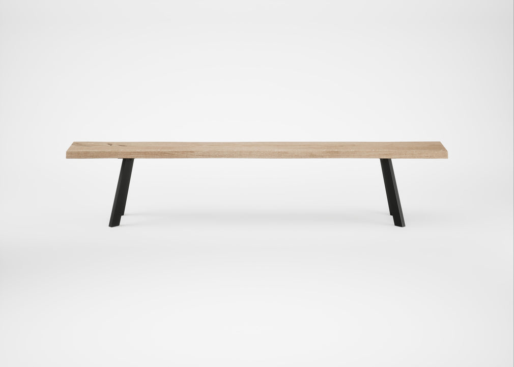 Bespoke Dining Bench Madrid Blonde Oiled Oak / 220cm / Natural Edge