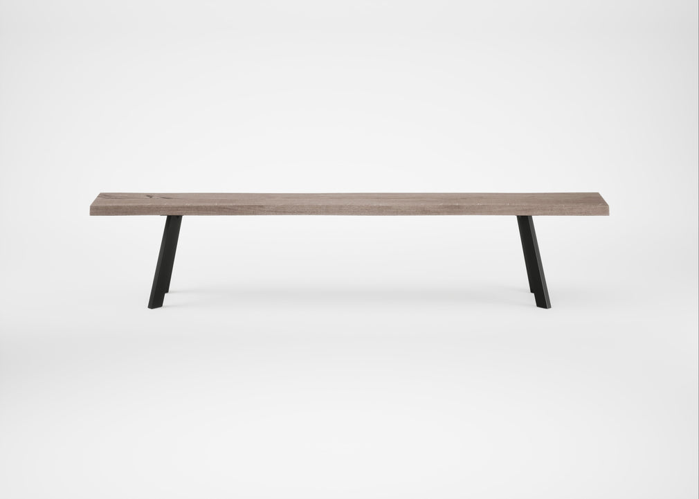 Bespoke Dining Bench Madrid Grey Oiled Oak / 220cm / Natural Edge