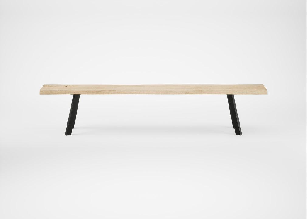 Bespoke Dining Bench Madrid White Oiled Oak / 220cm / Natural Edge
