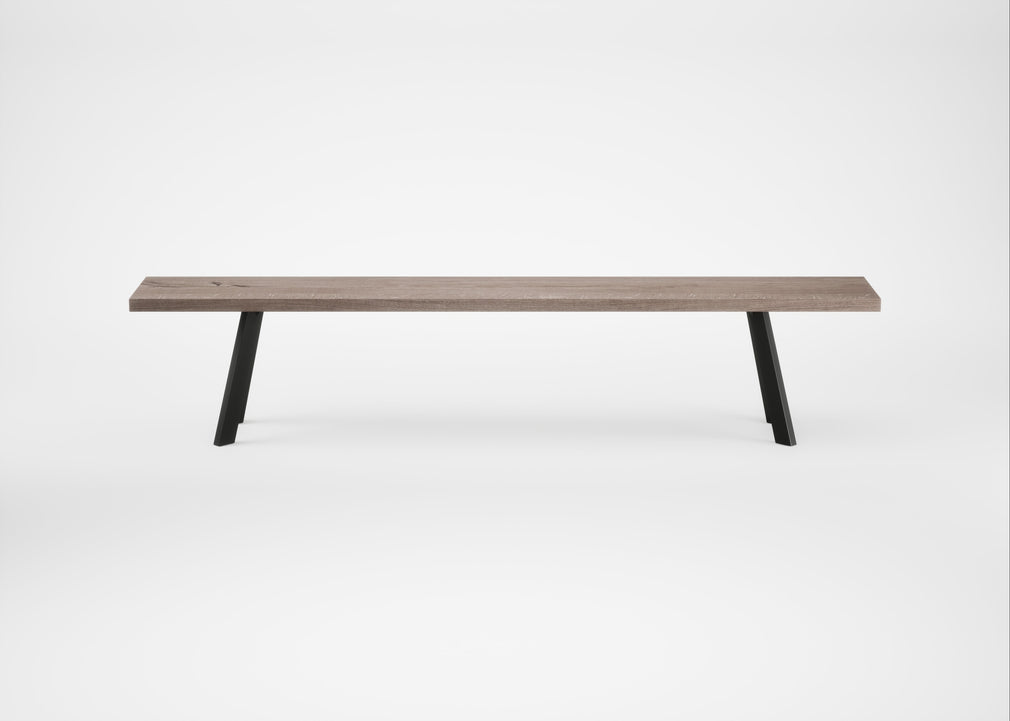 Bespoke Dining Bench Madrid Grey Oiled Oak / 220cm / Straight