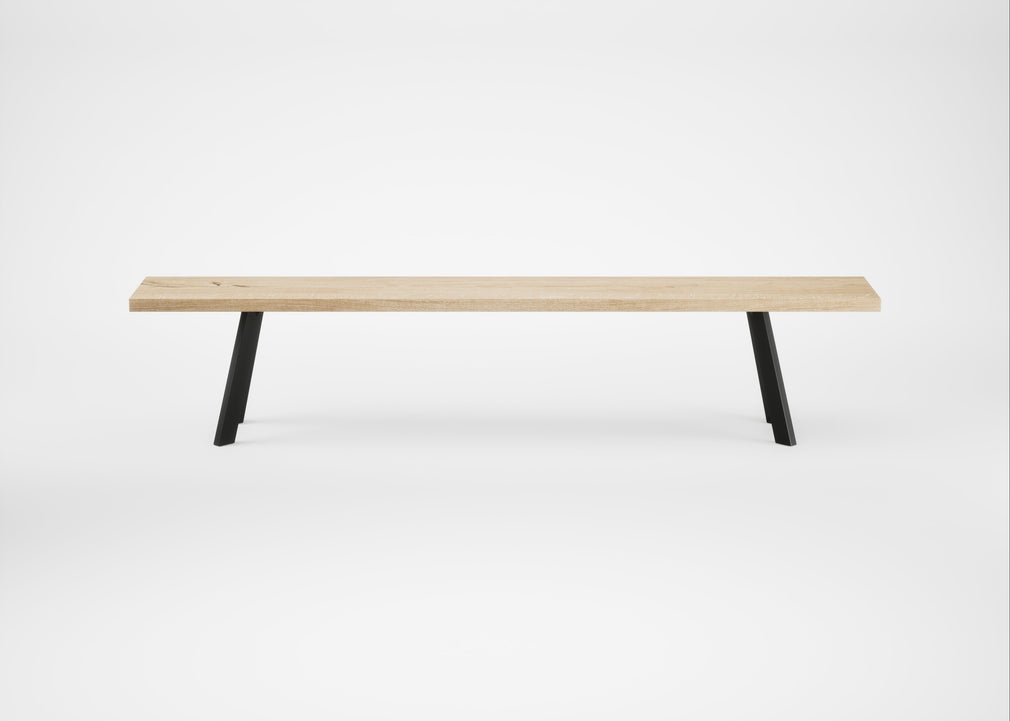 Bespoke Dining Bench Madrid White Oiled Oak / 220cm / Straight