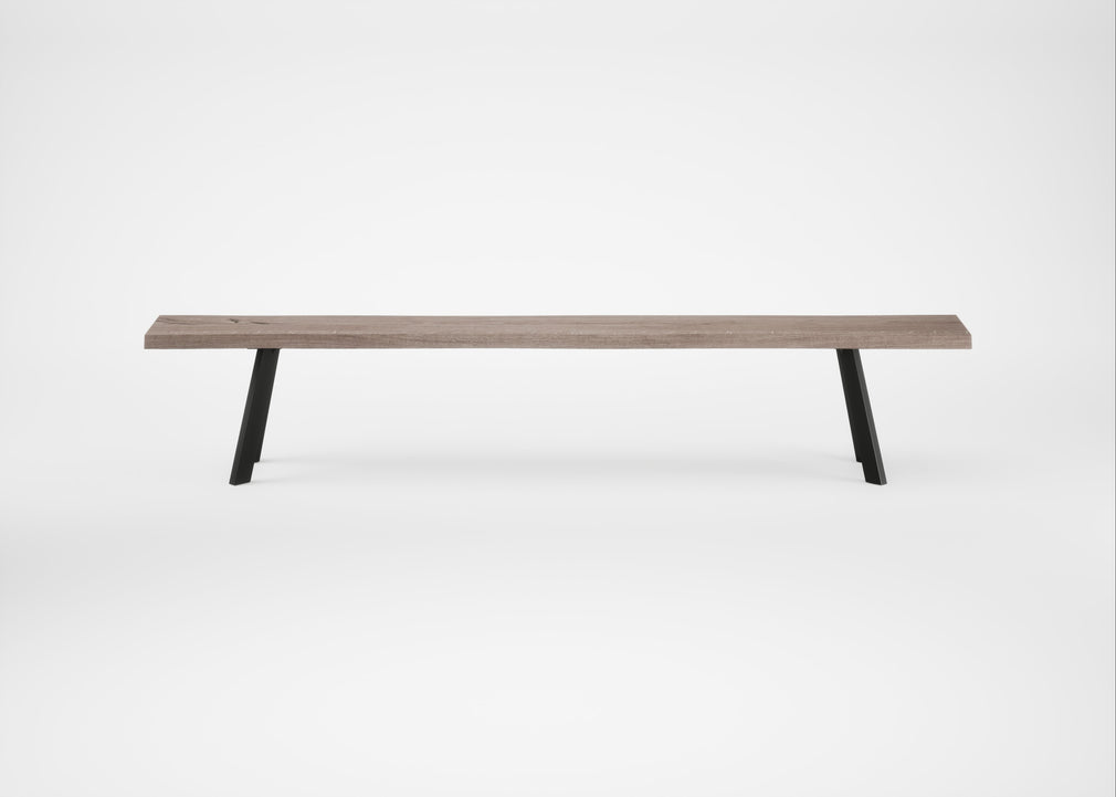 Bespoke Dining Bench Madrid Grey Oiled Oak / 240cm / Natural Edge