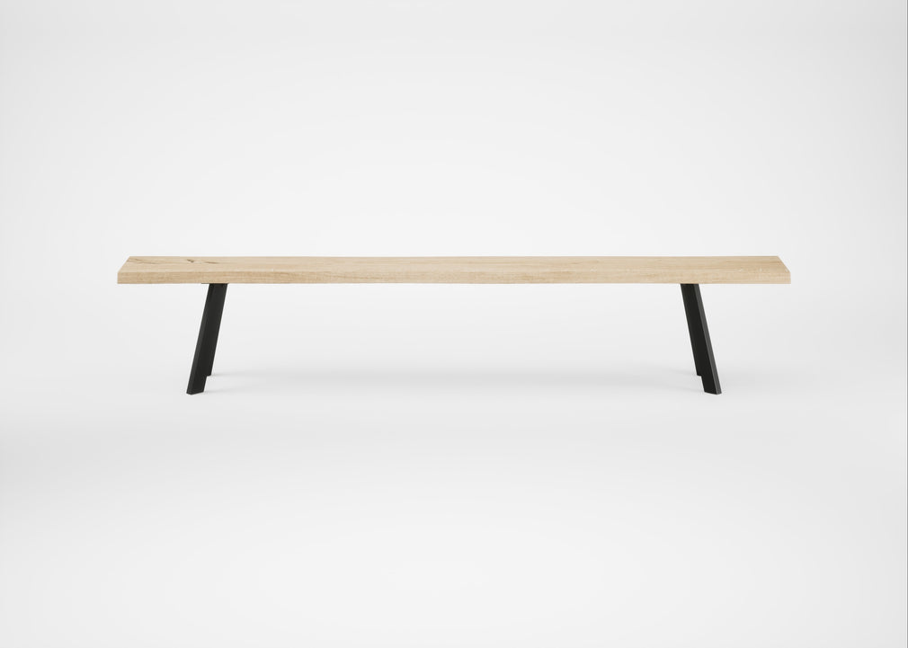 Bespoke Dining Bench Madrid White Oiled Oak / 240cm / Natural Edge