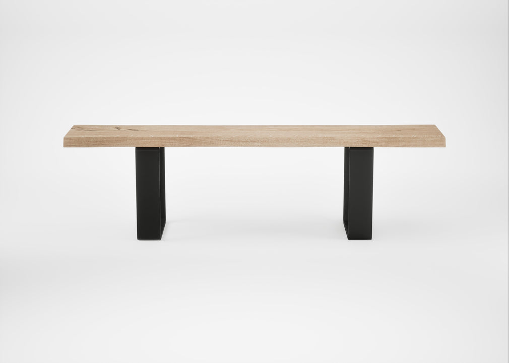 Bespoke Dining Bench Prague Blonde Oiled Oak / 160cm / Natural Edge