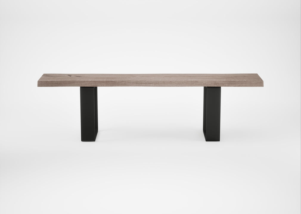Bespoke Dining Bench Prague Grey Oiled Oak / 160cm / Natural Edge