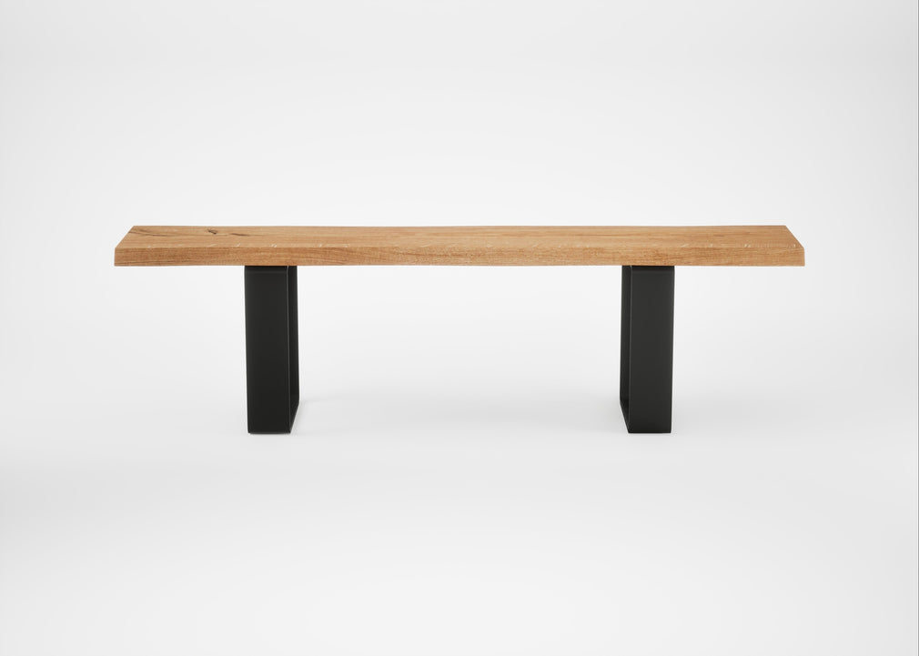 Bespoke Dining Bench Prague Natural Oiled Oak / 160cm / Natural Edge