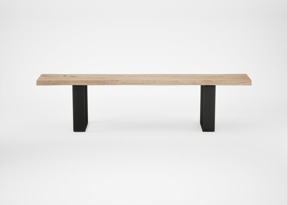 Bespoke Dining Bench Prague Blonde Oiled Oak / 180cm / Natural Edge
