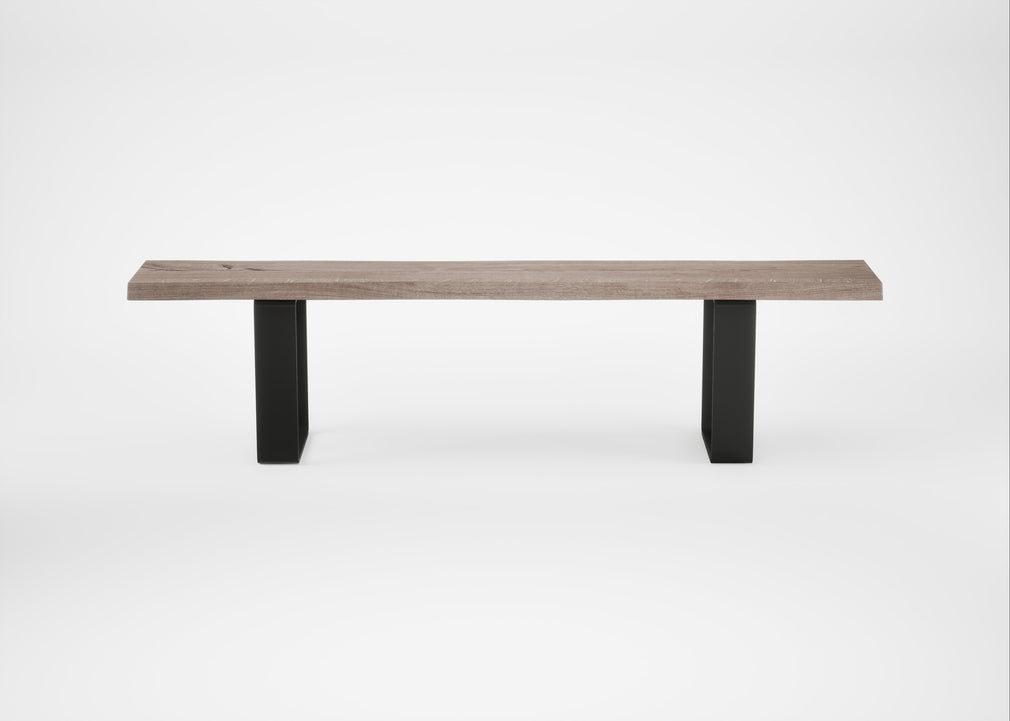 Bespoke Dining Bench Prague Grey Oiled Oak / 180cm / Natural Edge
