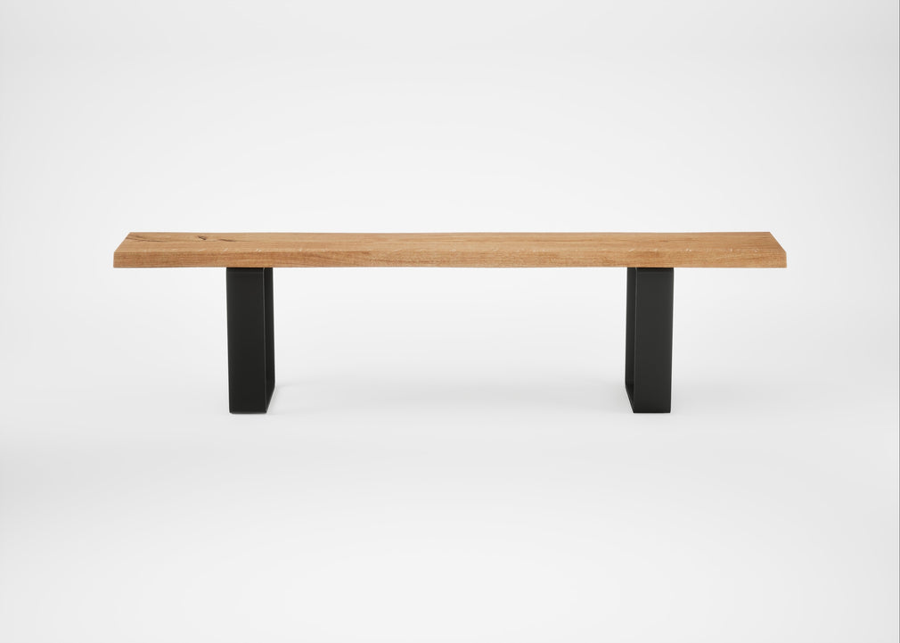Bespoke Dining Bench Prague Natural Oiled Oak / 180cm / Natural Edge
