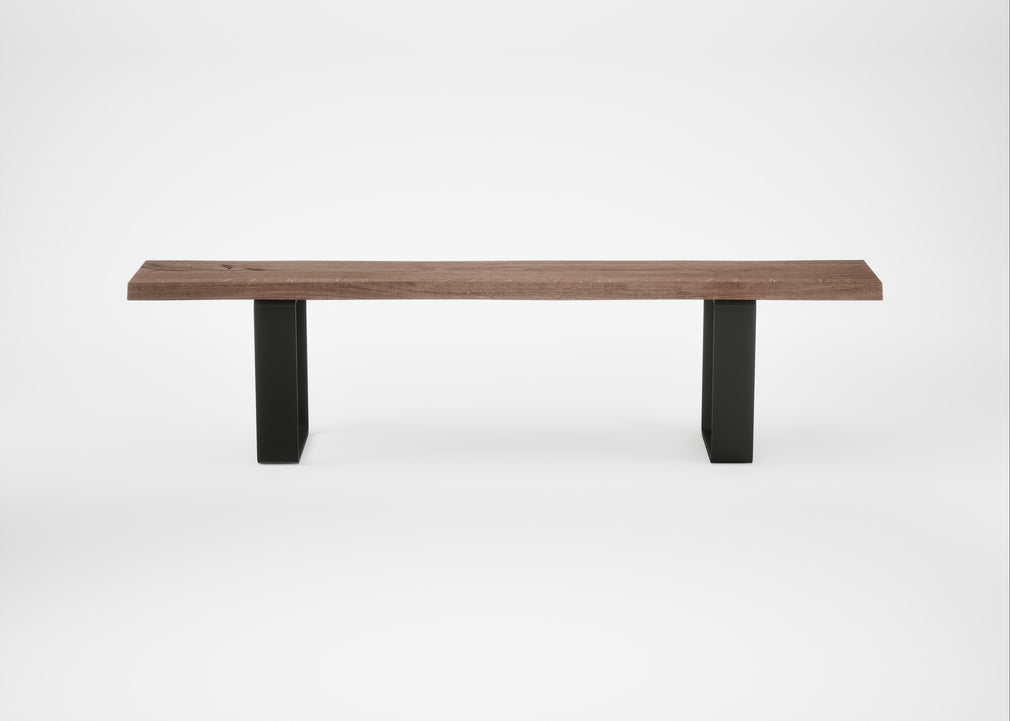 Bespoke Dining Bench Prague Smoked Oiled Oak / 180cm / Natural Edge