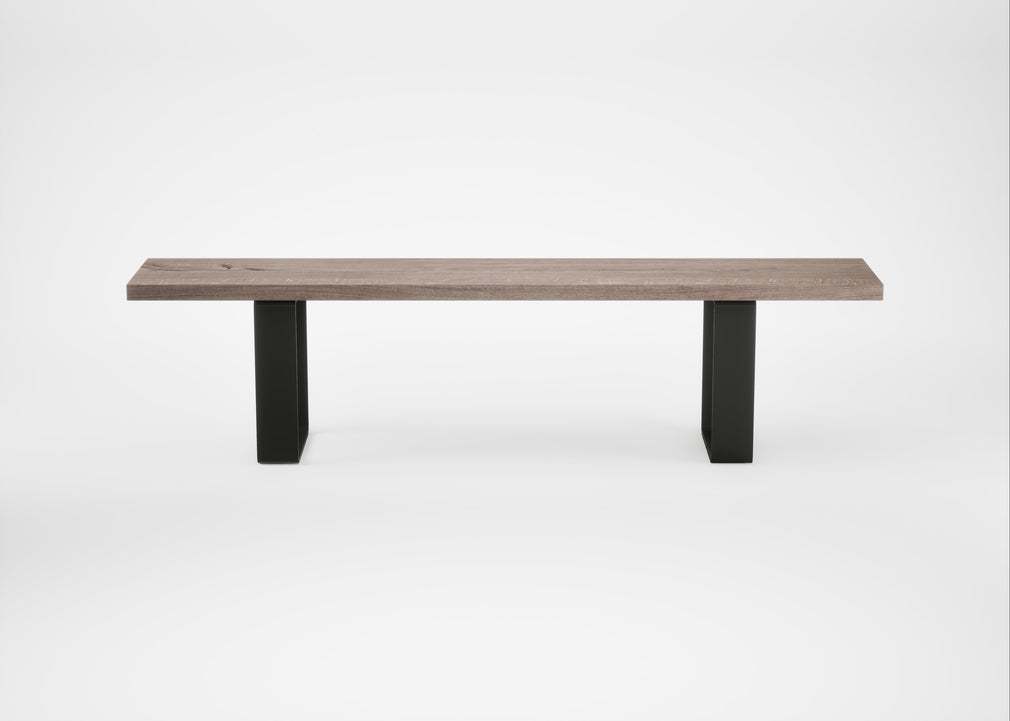 Bespoke Dining Bench Prague Grey Oiled Oak / 180cm / Straight