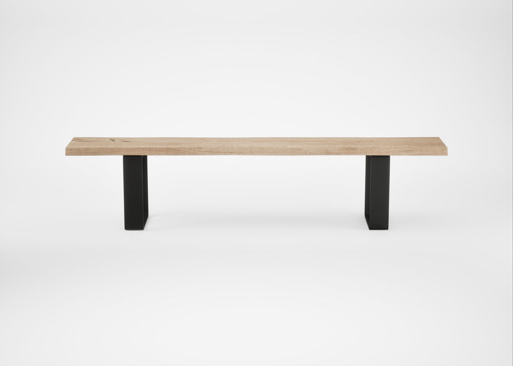 Bespoke Dining Bench Prague Blonde Oiled Oak / 200cm / Natural Edge