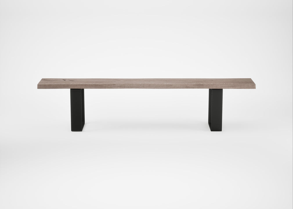 Bespoke Dining Bench Prague Grey Oiled Oak / 200cm / Natural Edge